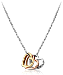 NICKEL FREE RHODIUM PLATED BALL CHAIN NECKLACE WITH TRIPLE HEART BASE METAL PENDANT