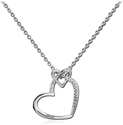STERLING SILVER 925 RHODIUM COATED JEWELED NECKLACE WITH PENDANT