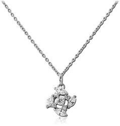 RHODIUM PLATED STERLING 925 SILVER JEWELED NECKLACE WITH PENDANT - PROPELLER