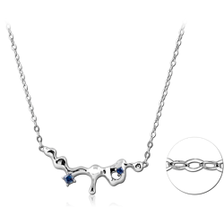 STERLING SILVER 925 RHODIUM COATED JEWELED NECKLACE WITH PENDANT