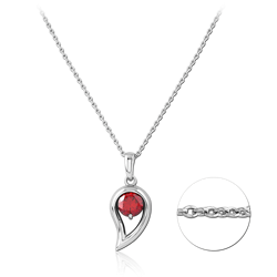STERLING SILVER 925 RHODIUM COATED JEWELED NECKLACE WITH PENDANT