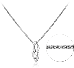 STERLING SILVER 925 RHODIUM COATED JEWELED NECKLACE WITH PENDANT