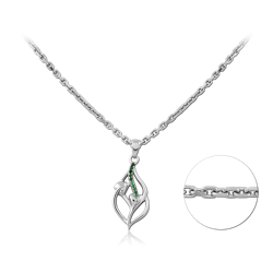 STERLING SILVER 925 RHODIUM COATED JEWELED NECKLACE WITH PENDANT