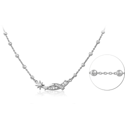 STERLING SILVER 925 RHODIUM COATED JEWELED NECKLACE WITH PENDANT
