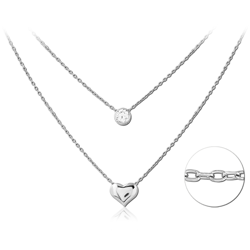 STERLING SILVER 925 RHODIUM COATED JEWELED NECKLACE WITH PENDANT
