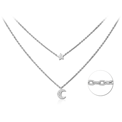 STERLING SILVER 925 RHODIUM COATED JEWELED NECKLACE WITH PENDANT