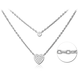 STERLING SILVER 925 RHODIUM COATED JEWELED NECKLACE WITH PENDANT