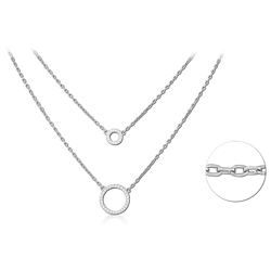 STERLING SILVER 925 RHODIUM COATED JEWELED NECKLACE WITH PENDANT