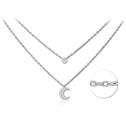 STERLING SILVER 925 RHODIUM COATED JEWELED NECKLACE WITH PENDANT