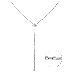STERLING SILVER 925 RHODIUM COATED JEWELED NECKLACE WITH PENDANT