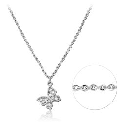 STERLING 925 SILVER RHODIUM PLATED JEWELED NECKLACE WITH PENDANT SPECIAL NEW DESIGN