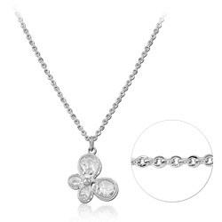 STERLING 925 SILVER RHODIUM PLATED JEWELED NECKLACE WITH PENDANT SPECIAL NEW DESIGN