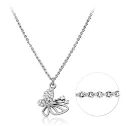STERLING 925 SILVER RHODIUM PLATED JEWELED NECKLACE WITH PENDANT SPECIAL NEW DESIGN