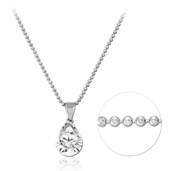 STERLING 925 SILVER RHODIUM PLATED JEWELED NECKLACE WITH PENDANT SPECIAL NEW DESIGN