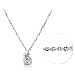 STERLING 925 SILVER RHODIUM PLATED JEWELED NECKLACE WITH PENDANT SPECIAL NEW DESIGN