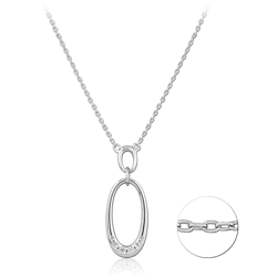 STERLING SILVER 925 RHODIUM COATED JEWELED NECKLACE WITH PENDANT SPECIAL NEW DESIGN