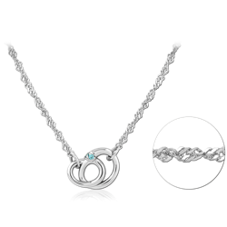 STERLING 925 SILVER RHODIUM PLATED JEWELED NECKLACE WITH PENDANT