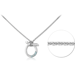STERLING 925 SILVER RHODIUM PLATED JEWELED NECKLACE WITH PENDANT
