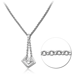 STERLING 925 SILVER RHODIUM PLATED JEWELED NECKLACE WITH PENDANT