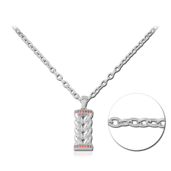 STERLING SILVER 925 RHODIUM COATED JEWELED NECKLACE WITH PENDANT