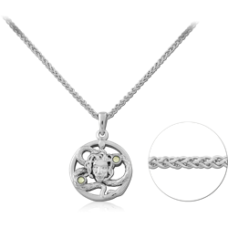 STERLING SILVER 925 RHODIUM COATED JEWELED NECKLACE WITH PENDANT