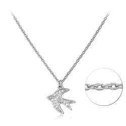 STERLING SILVER 925 RHODIUM COATED JEWELED NECKLACE WITH PENDANT