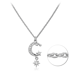 STERLING SILVER 925 RHODIUM COATED JEWELED NECKLACE WITH PENDANT