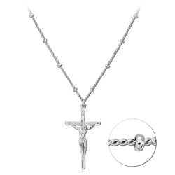 STERLING SILVER 925 RHODIUM COATED JEWELED NECKLACE WITH PENDANT