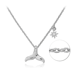STERLING SILVER 925 RHODIUM COATED JEWELED NECKLACE WITH PENDANT