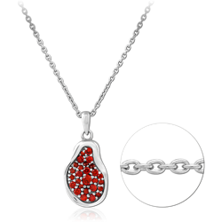 STERLING SILVER 925 RHODIUM COATED JEWELED NECKLACE WITH PENDANT