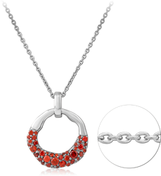 STERLING SILVER 925 RHODIUM COATED JEWELED NECKLACE WITH PENDANT
