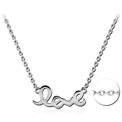 SURGICAL STEEL GRADE 316L NECKLACE WITH PENDANT - LOVE