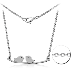 SURGICAL STEEL GRADE 316L NECKLACE WITH PENDANT - TWO BIRDS