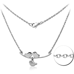 SURGICAL STEEL GRADE 316L NECKLACE WITH PENDANT - THREE BIRDS
