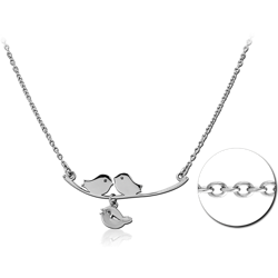 SURGICAL STEEL GRADE 316L NECKLACE WITH PENDANT - THREE BIRDS