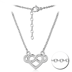 SURGICAL STEEL GRADE 316L NECKLACE WITH PENDANT - INFINITY HEART