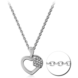 SURGICAL STEEL GRADE 316L NECKLACE JEWELED PENDENT