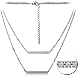 SURGICAL STEEL GRADE 316L NECKLACE WITH PENDANT - TWO SQUARE BARS