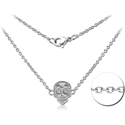 SURGICAL STEEL GRADE 316L NECKLACE WITH PENDANT - FANCY SKULL