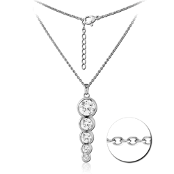 SURGICAL STEEL GRADE 316L JEWELED NECKLACE WITH PENDANT - CIRCLES