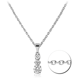 SURGICAL STEEL GRADE 316L NECKLACE JEWELED PENDANT
