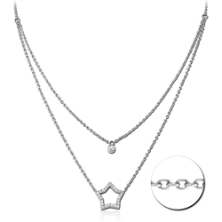 SURGICAL STEEL GRADE 316L NECKLACE WITH JEWELED PENDANT