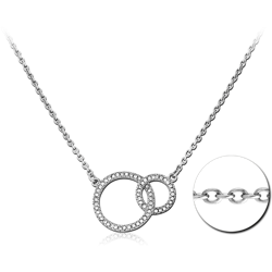 SURGICAL STEEL GRADE 316L NECKLACE WITH JEWELED PENDANT