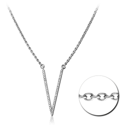 SURGICAL STEEL GRADE 316L NECKLACE WITH JEWELED PENDANT