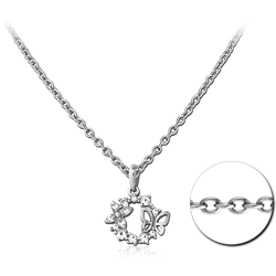 SURGICAL STEEL GRADE 316L NECKLACE WITH JEWELED PENDANT