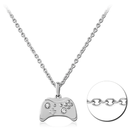 SURGICAL STEEL GRADE 316L JEWELED NECKLACE WITH PENDANT