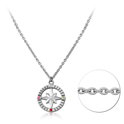 SURGICAL STEEL GRADE 316L JEWELED NECKLACE WITH PENDANT