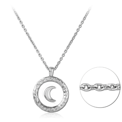 SURGICAL STEEL GRADE 316L NECKLACE WITH PENDANT - CRESCENT
