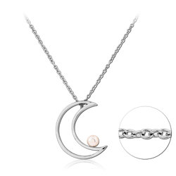 SURGICAL STEEL GRADE 316L NECKLACE WITH PENDANT - CRESCENT