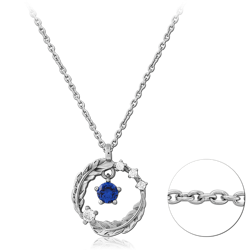 SURGICAL STEEL GRADE 316L JEWELED NECKLACE WITH PENDANT
